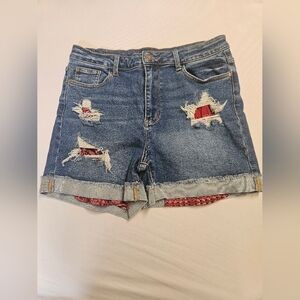 Judy Blue- Denim Distressed Women's Shorts XL Blue 94%Cotton